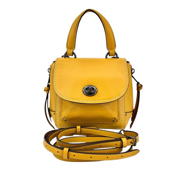 NWOT Coach Mini Faye Leather Backpack - Yellow Pebble Leather Mini Handbag - Picture 8 of 16